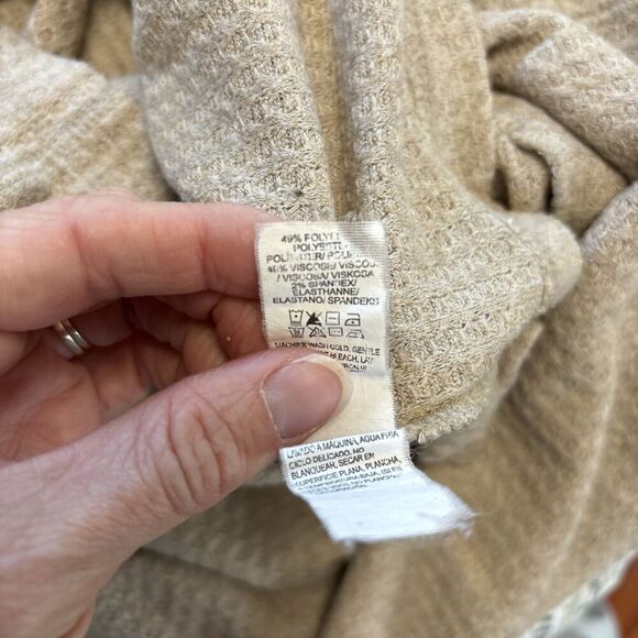 Women's Large Lucky Brand Cowl Neck Thermal Sweater Long Sleeve Top Beige - Picture 5 of 5